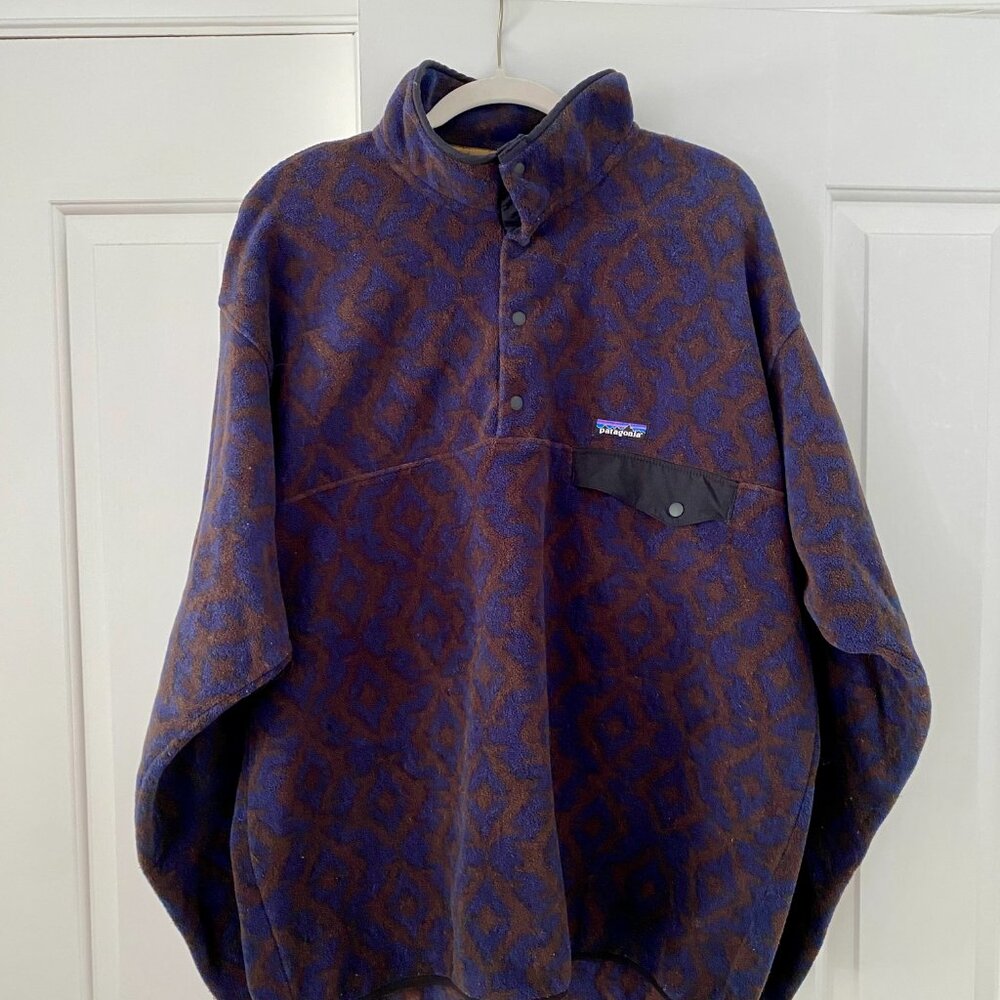 Patagonia Lightweight Synchilla Snap-T Pullover - New Navy/Field Geo Small